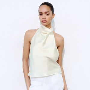ZARA SATIN EFFECT HALTER TOP